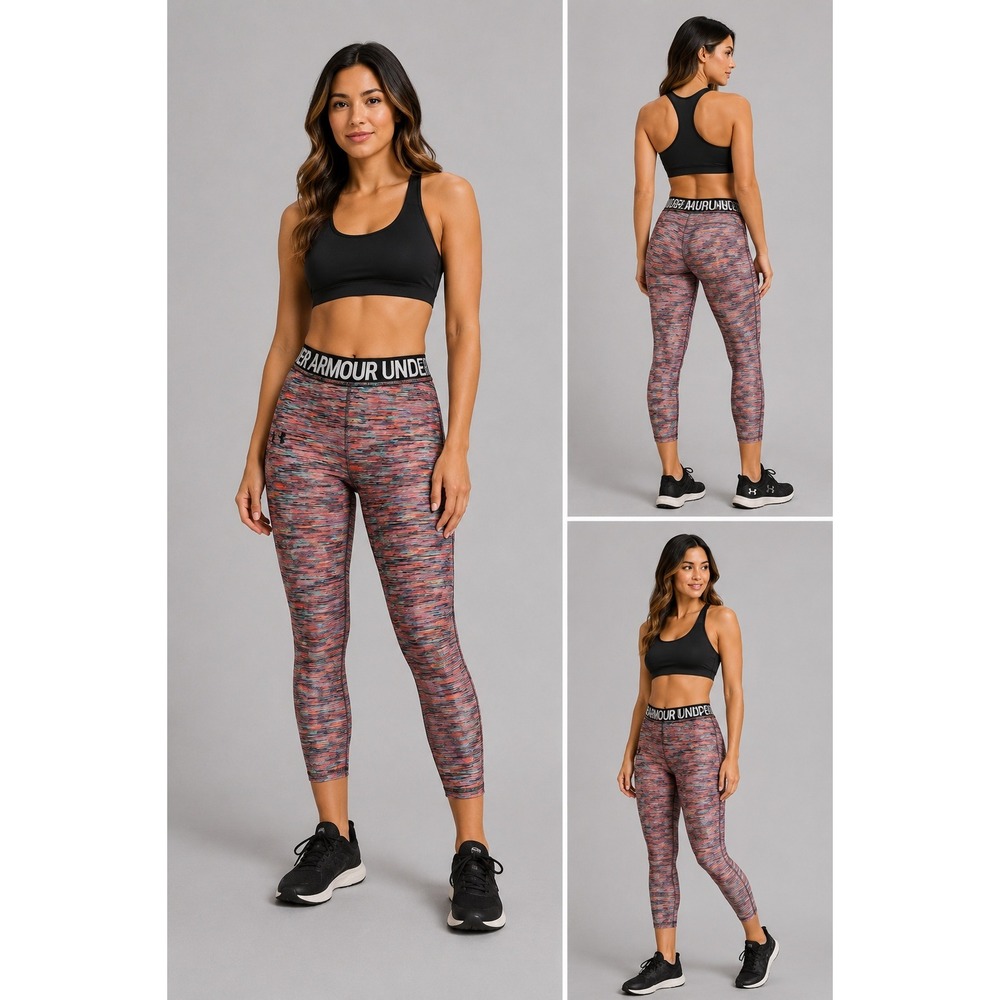 Under Armour Medium HeatGear Capri Leggings Multi Color Space Dye Athletic Pants